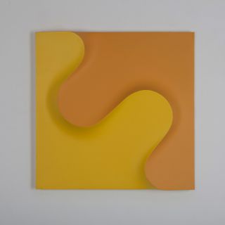 Raumfla?chen 68 ge.o., 72 x 72 cm, yellow and ocher polyeter, 1968